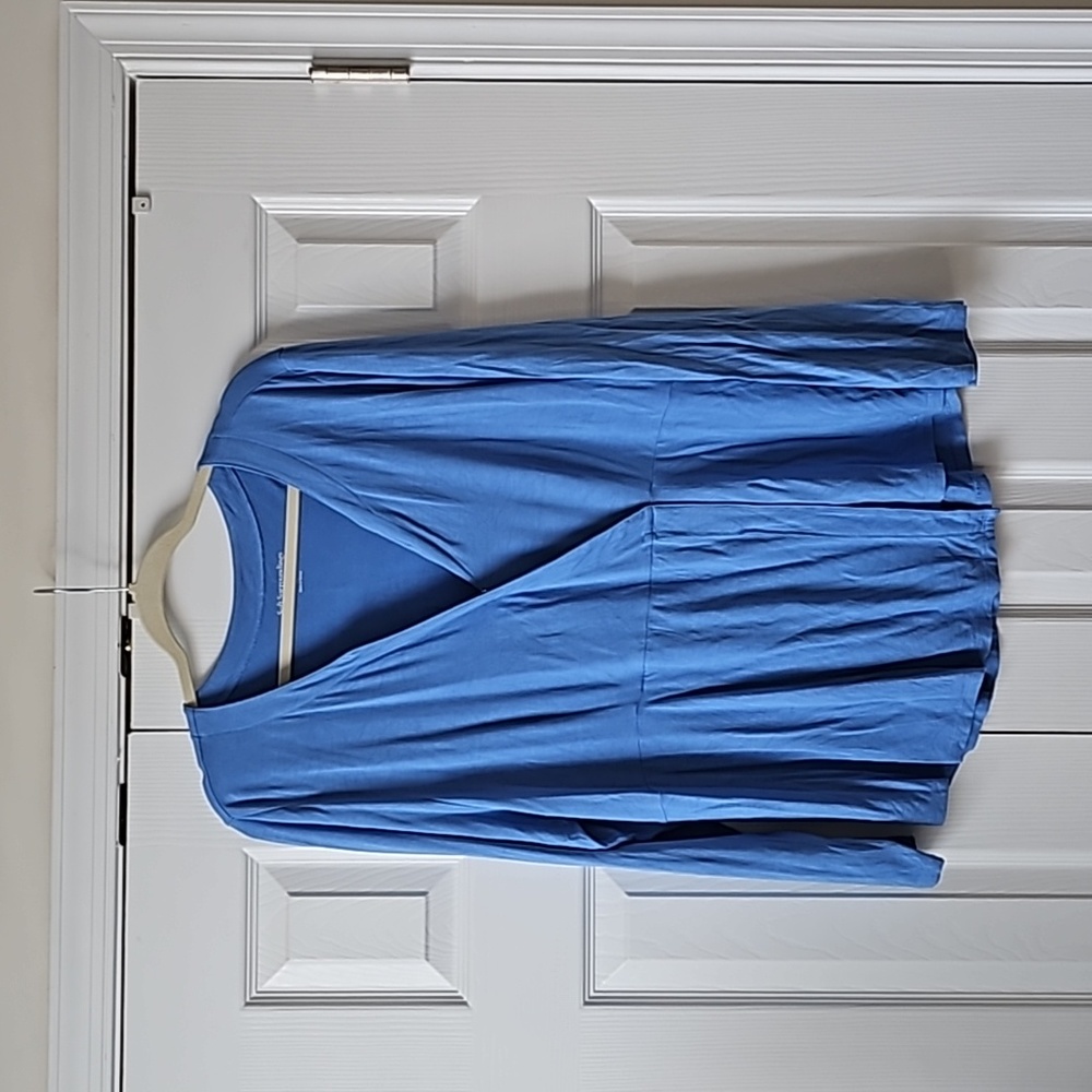 SOFT SURROUNDINGS 1X soft jersey knit faux wrap swing tunic in blue size 1x